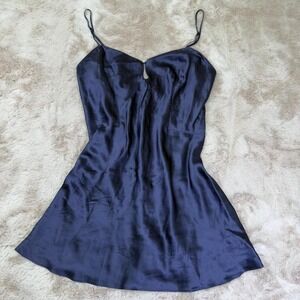 Victoria's Secret 100% silk slip, navy blue, bias cut